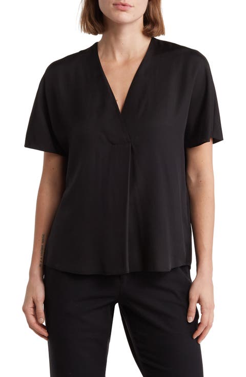 Front Pleat Silk Blend Blouse