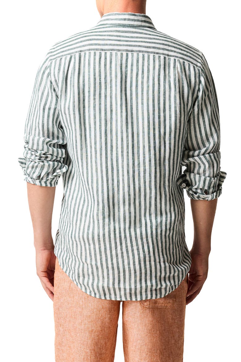 Seadown Original Fit Stripe Linen Button-Up Shirt, Alternate, color, FOREST