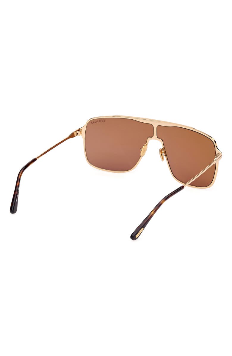TOM FORD Zappa 69mm Oversize Navigator Sunglasses, Alternate, color, Gold/ Havana/ Brown Lenses