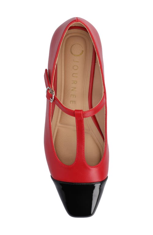 Journee Collection Thea T-strap Flat In Red