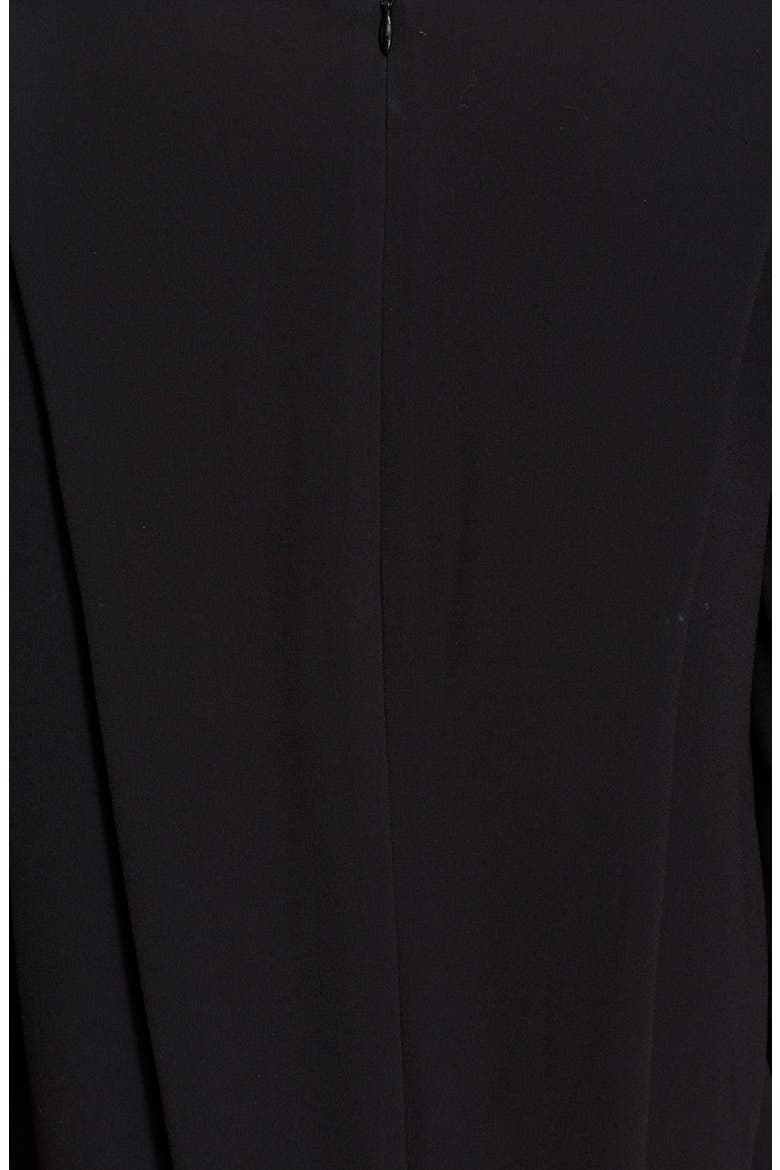 Sheer Inset Crepe Dress, Alternate, color, BLACK