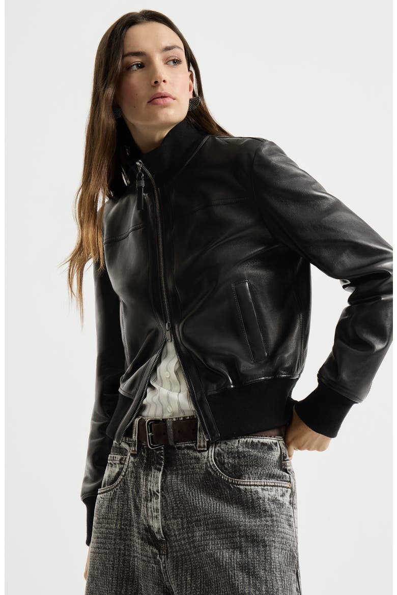 Nappa leather jacket, Alternate, color, Black