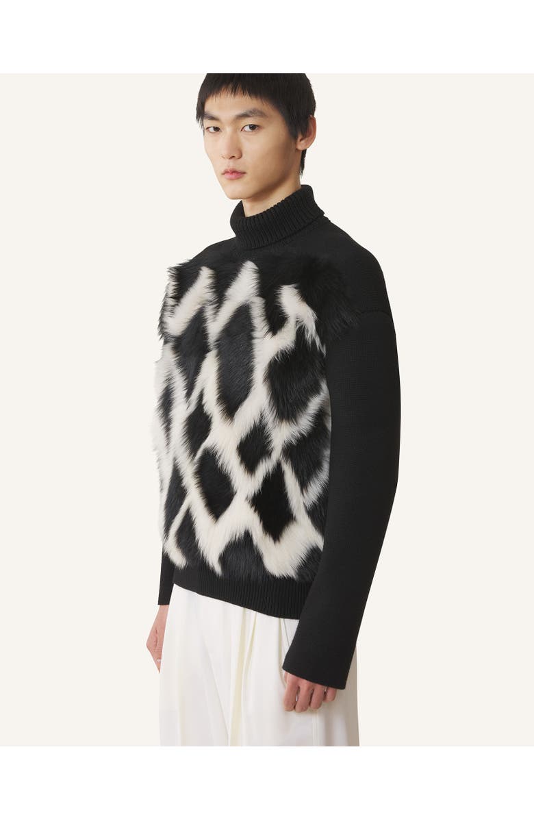 Lanvin WOOL AND LEATHER INTARSIA TURTLENECK SWEATER, Alternate, color, 