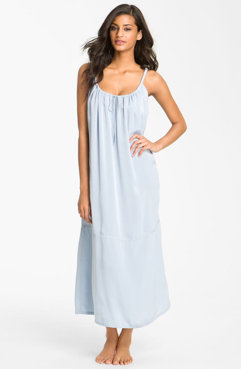 DKNY Donna Karan Sleepwear Gathered Matte Satin Nightgown, Main, color, 