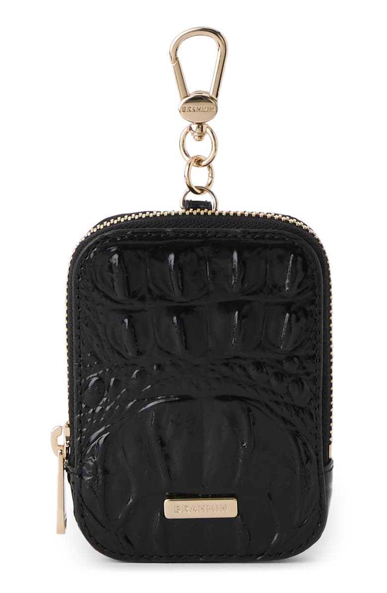 Brahmin Katelynn Croc Embossed Leather Coin Pouch, Main, color, Black