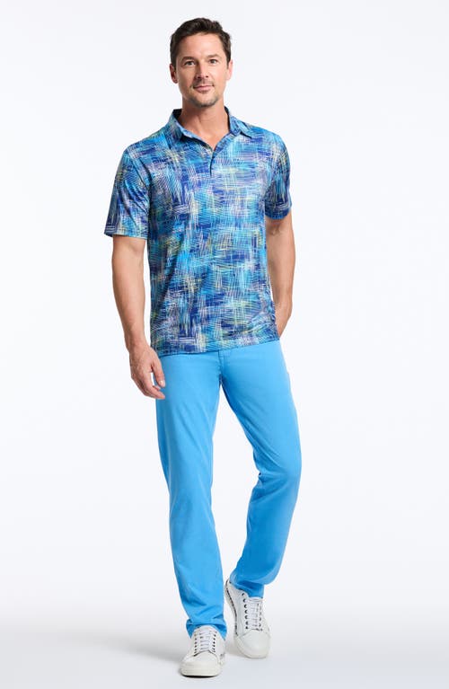 Robert Graham Salas Abstract Print Performance Golf Polo In Blue