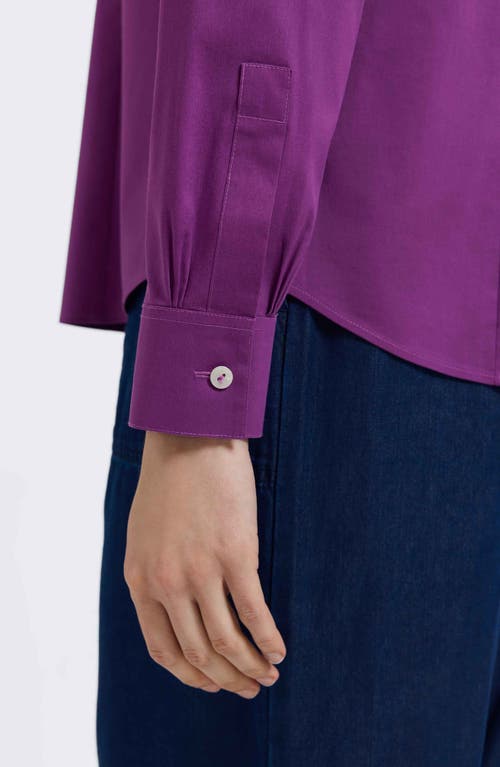 Foxcroft June Stretch Cotton Blend Button-up Shirt In Purple