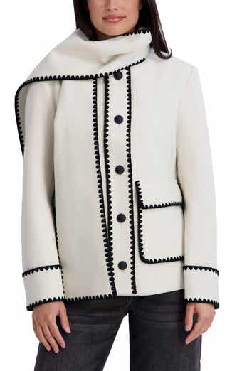 Scarf Collar Faux Wool Jacket