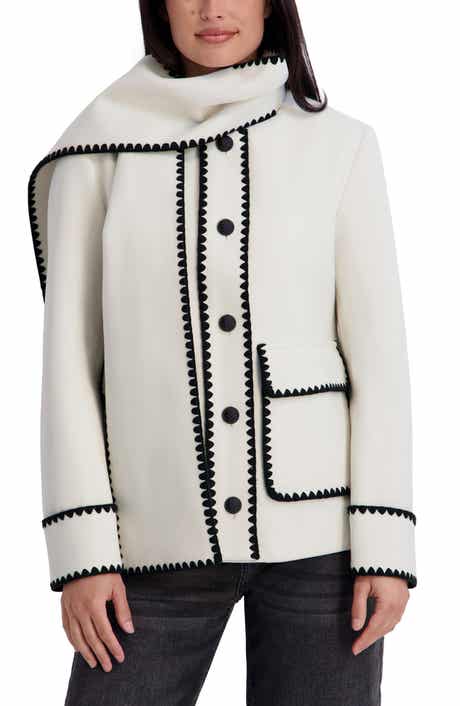 Scarf Collar Faux Wool Jacket