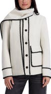 Kensie Scarf Collar Faux Wool Jacket