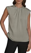 Donna Karan New York Twist Neck Hardware Sleeveless Top