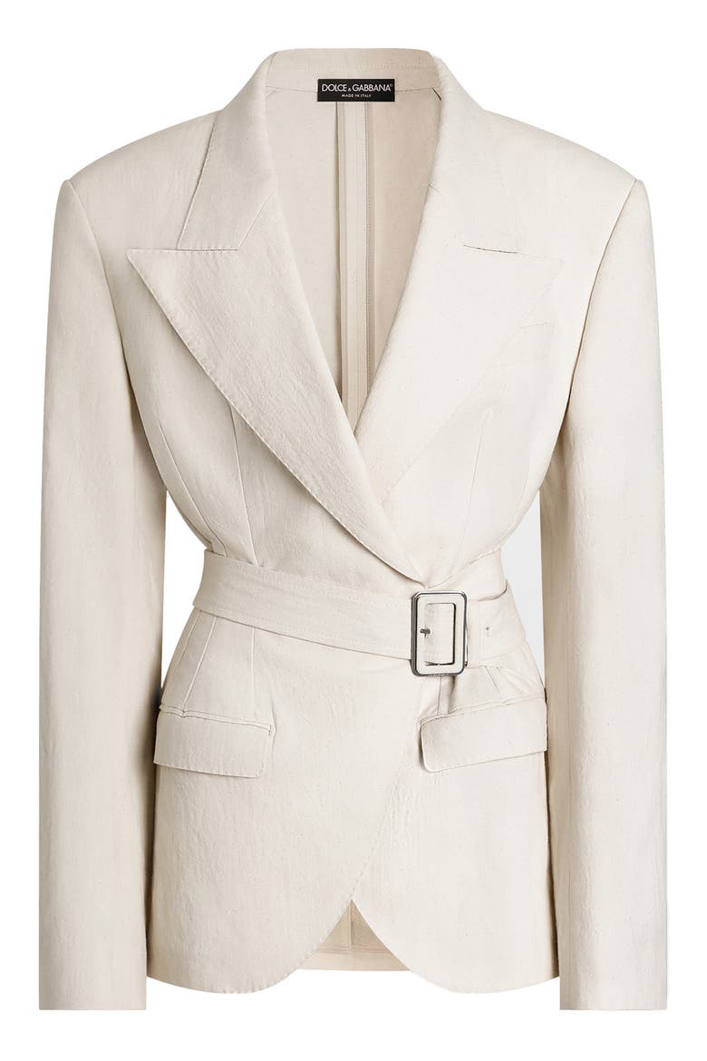 Taormina Belted Cotton & Flax Jacket, Alternate, color, W0001 NATURAL WHITE