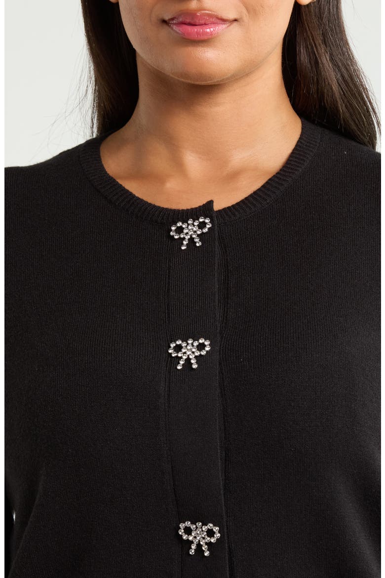 Embellished Bow Cardigan, Alternate, color, ANNE BLACK