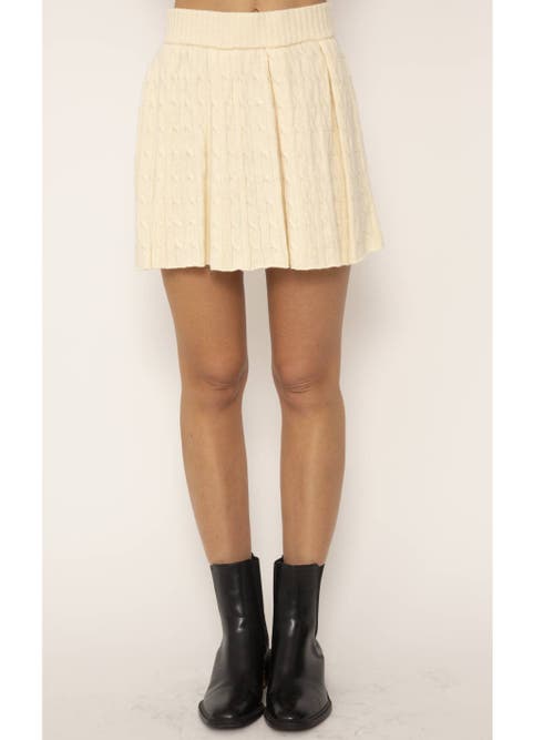 Central Park West Constance Cable Mini Skirt In Ivory In Ivory