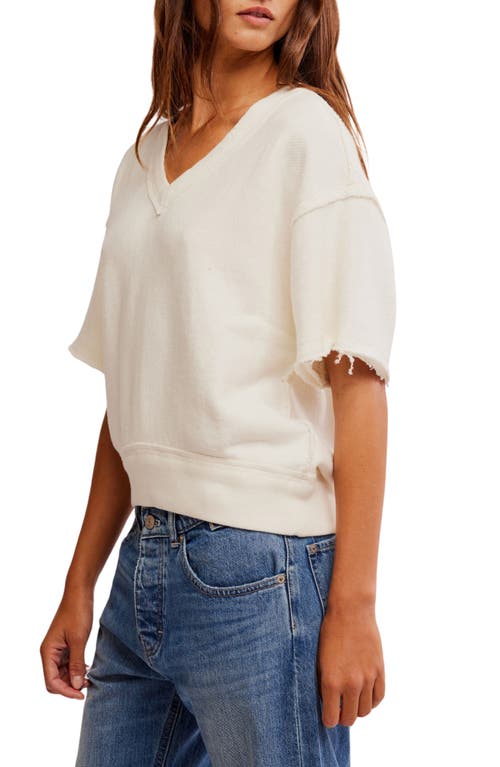 Shop Free People So Easy Short Sleeve Sweatshirt In Clean Ivory