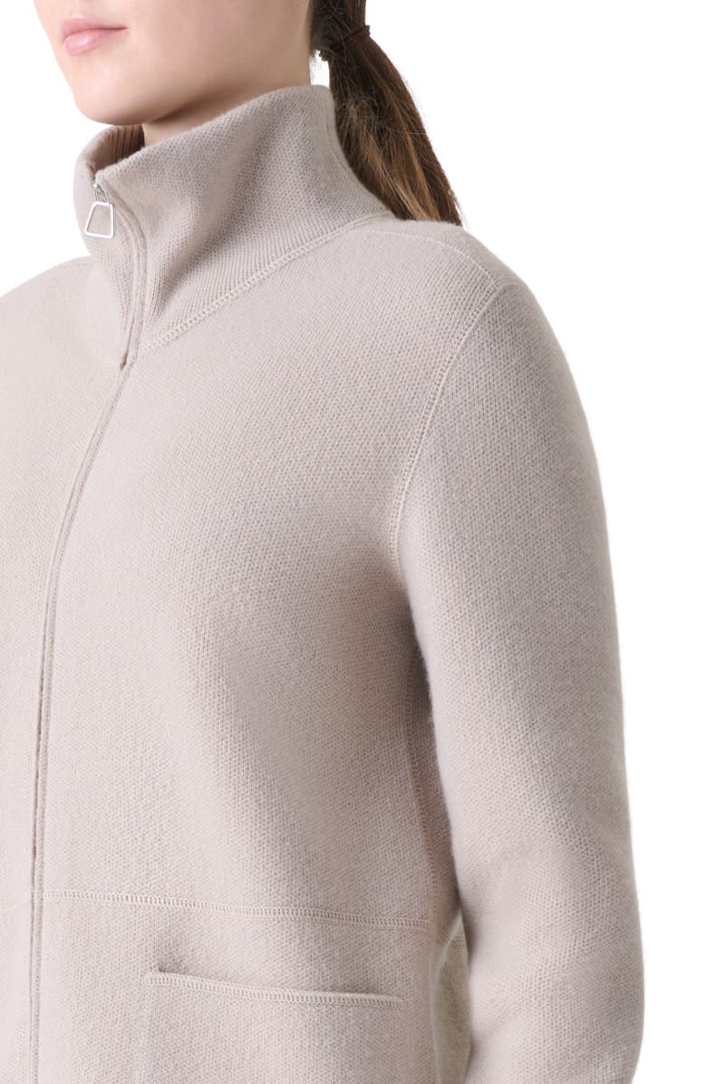 Akris Cashmere Piqué Knit Zip-Up Cardigan, Alternate, color, Greige