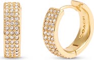COACH Pavé Crystal Huggie Hoop Earrings
