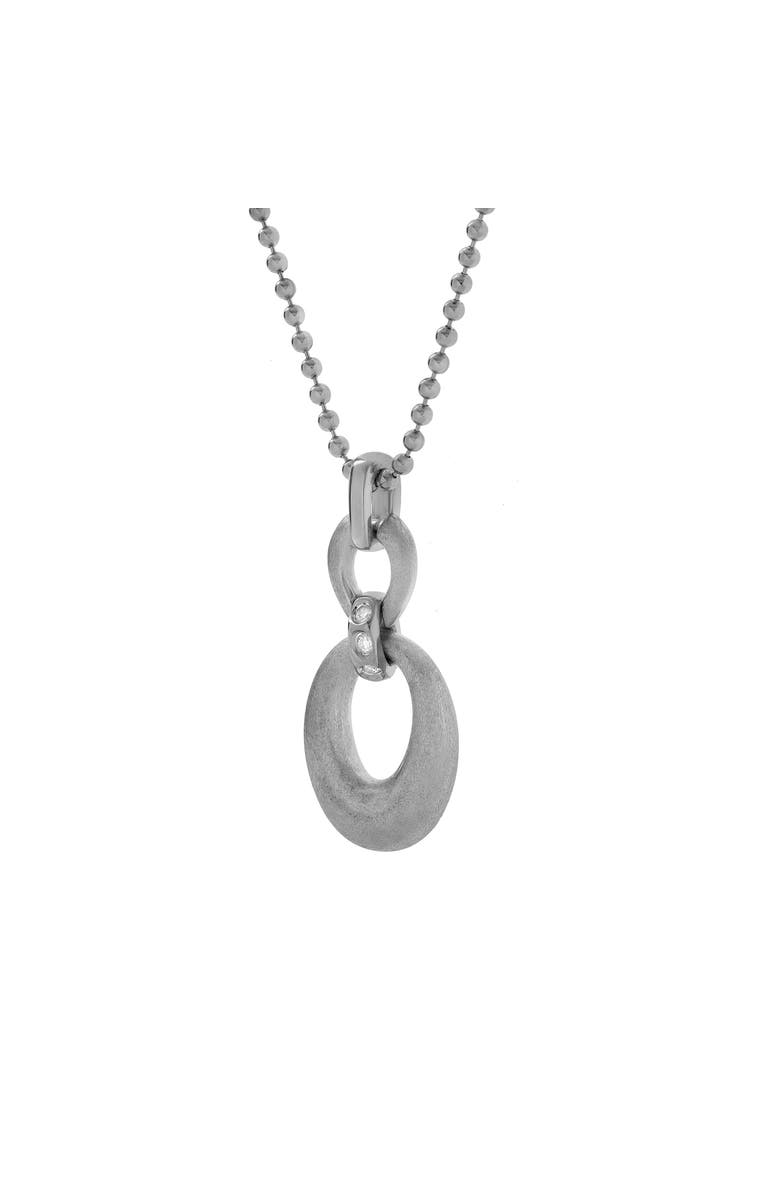 LuvMyJewelry Marcelline Sterling Silver 0.03 Ct Diamond Linked Oval Pendant, Alternate, color, 925 Sterling Silver