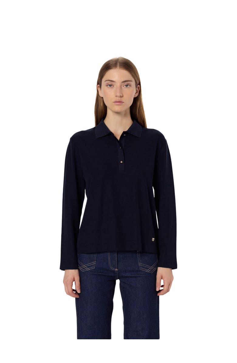 GERARD DAREL Hilary Long Sleeve Polo Shirt, Main, color, Navy Blue