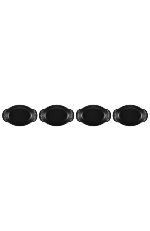 Le Creuset Gourmand Set Of 4 1/3-quart Enamel Cast Iron Oval Baker In Matte Black