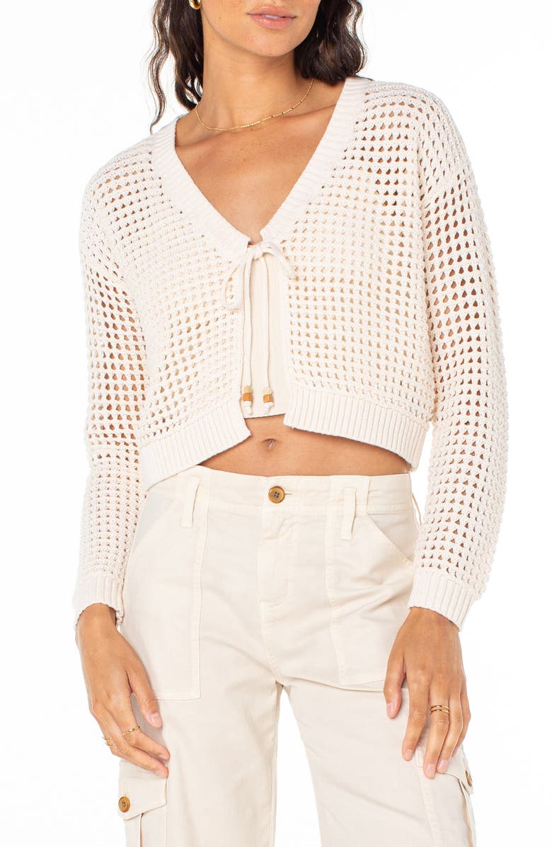 Roxy Ivy Open Stitch Tie Cardigan, Main, color, 