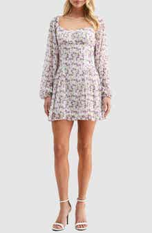 Lush Floral Long Sleeve Fit & Flare Minidress