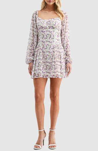 Lush Floral Long Sleeve Fit & Flare Minidress