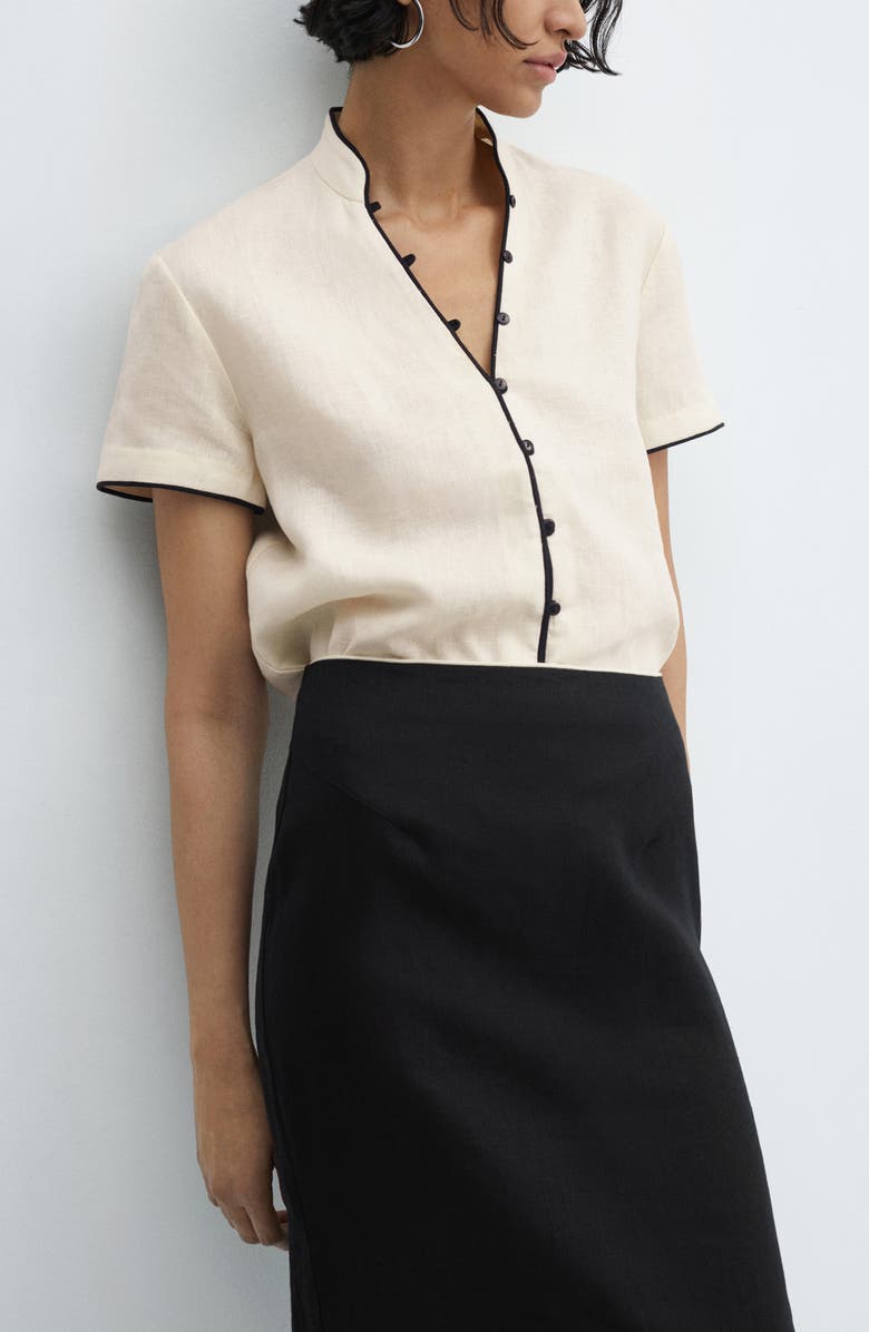 MANGO Back Slit Linen Skirt, Alternate, color, 