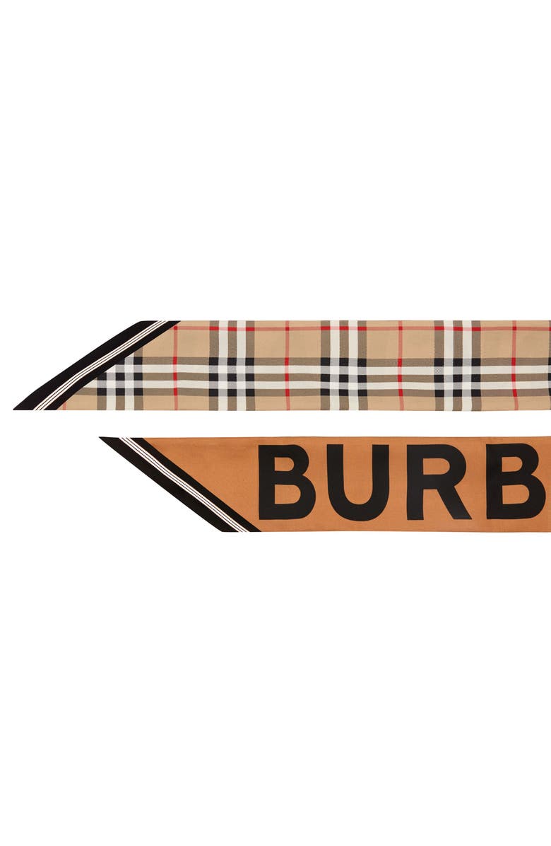 Burberry Vintage Check Mulberry Silk Skinny Scarf, Alternate, color, 