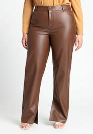 ELOQUII Slit Hem Faux Leather Pant