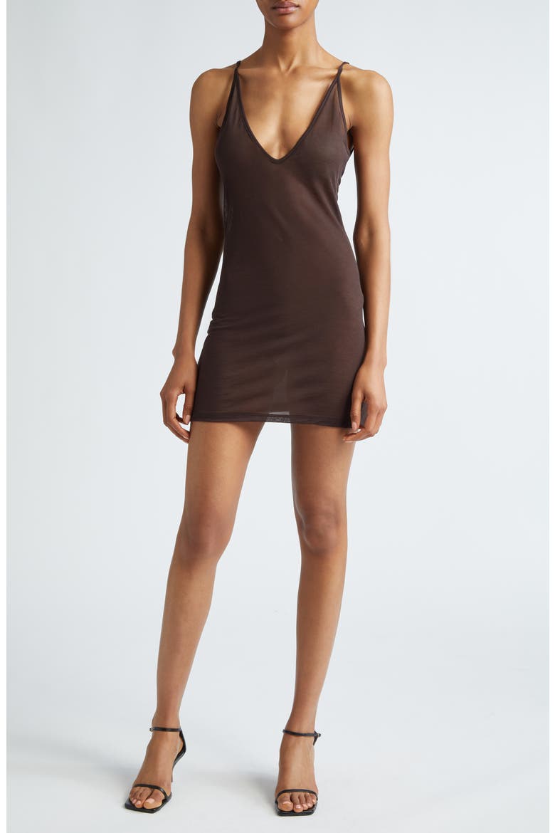 Colmado Semisheer Knit Minidress (Nordstrom Exclusive), Main, color, BROWN