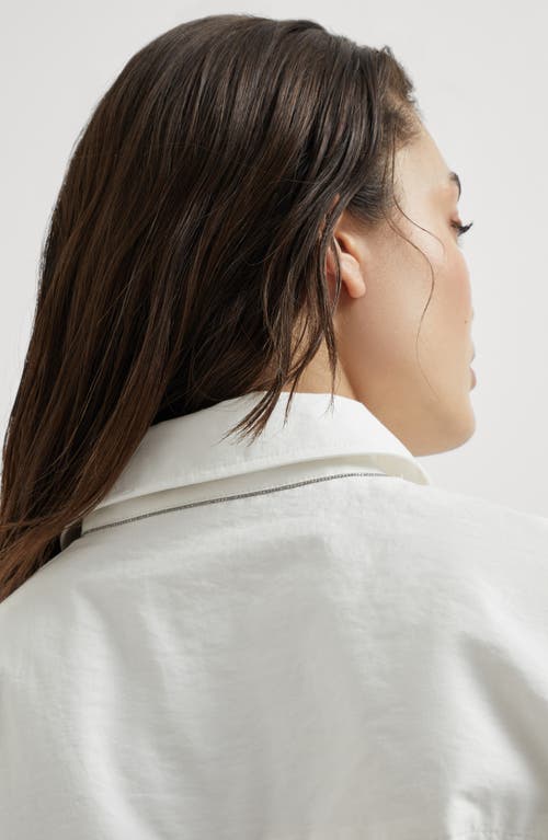 Brunello Cucinelli Mini Chemisier Dress With Monili In White