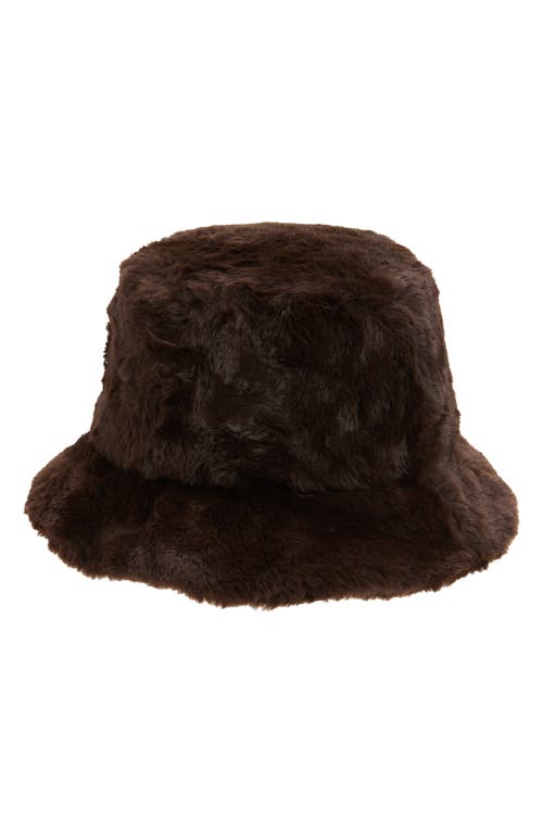 Tasha Faux Fur Bucket Hat In Brown