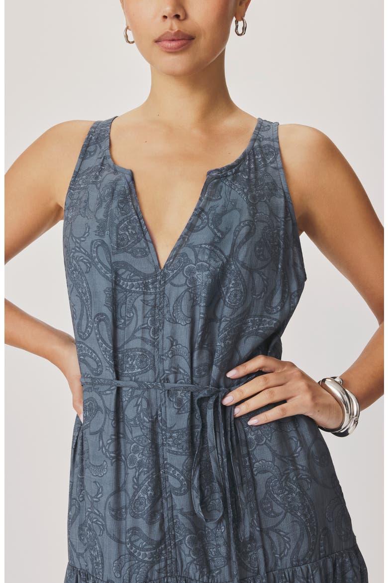 Iris Paisley Print Tiered Maxi Dress, Alternate, color, MOOD INDIGO BLUE