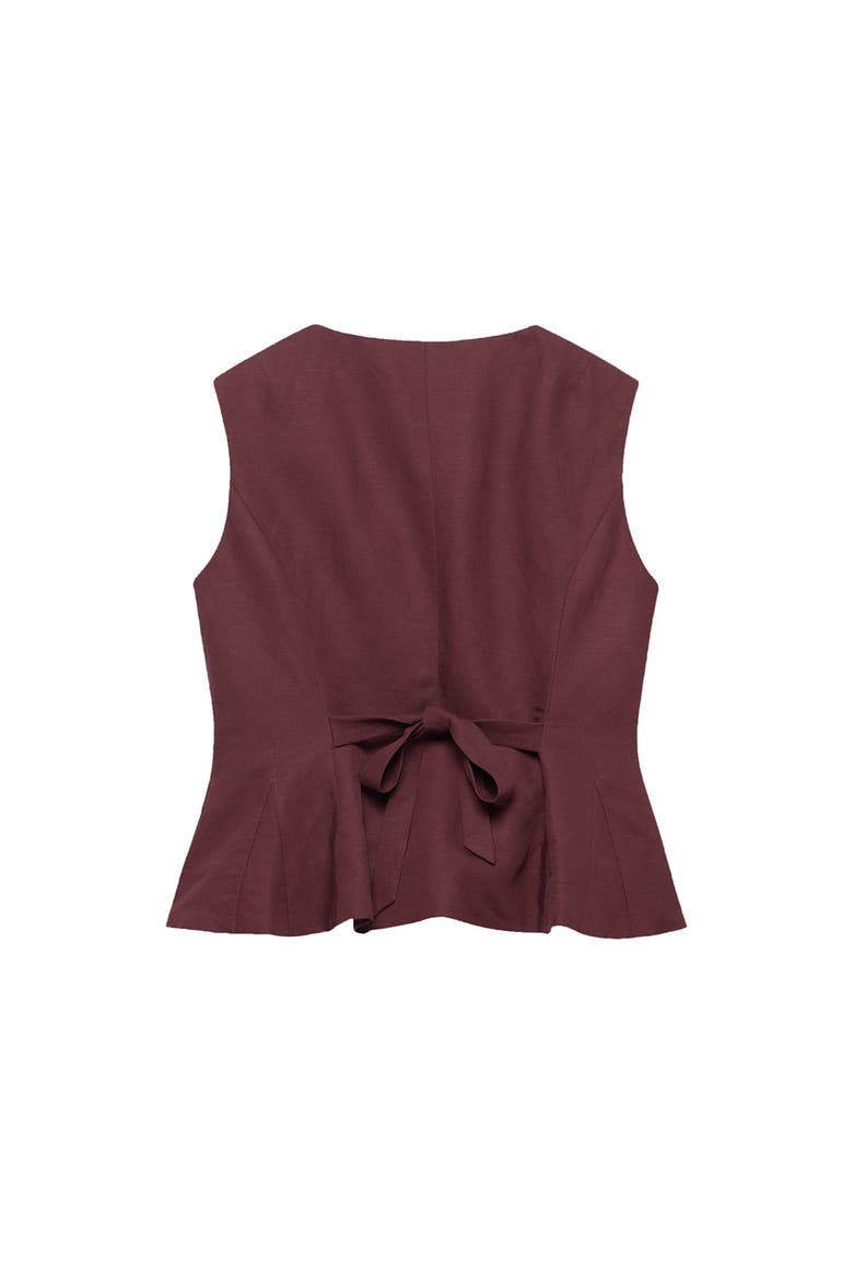 Linen Blend Peplum Vest, Alternate, color, Burgundy
