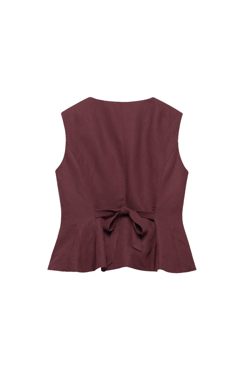 MINT VELVET Linen Blend Peplum Vest, Alternate, color, Burgundy