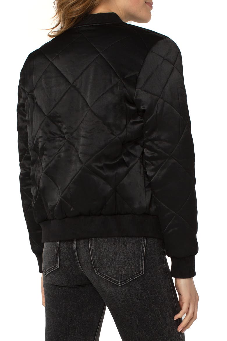 x Living in Yellow Quilted Satin Bomber Jacket, Alternate, color, BLACK