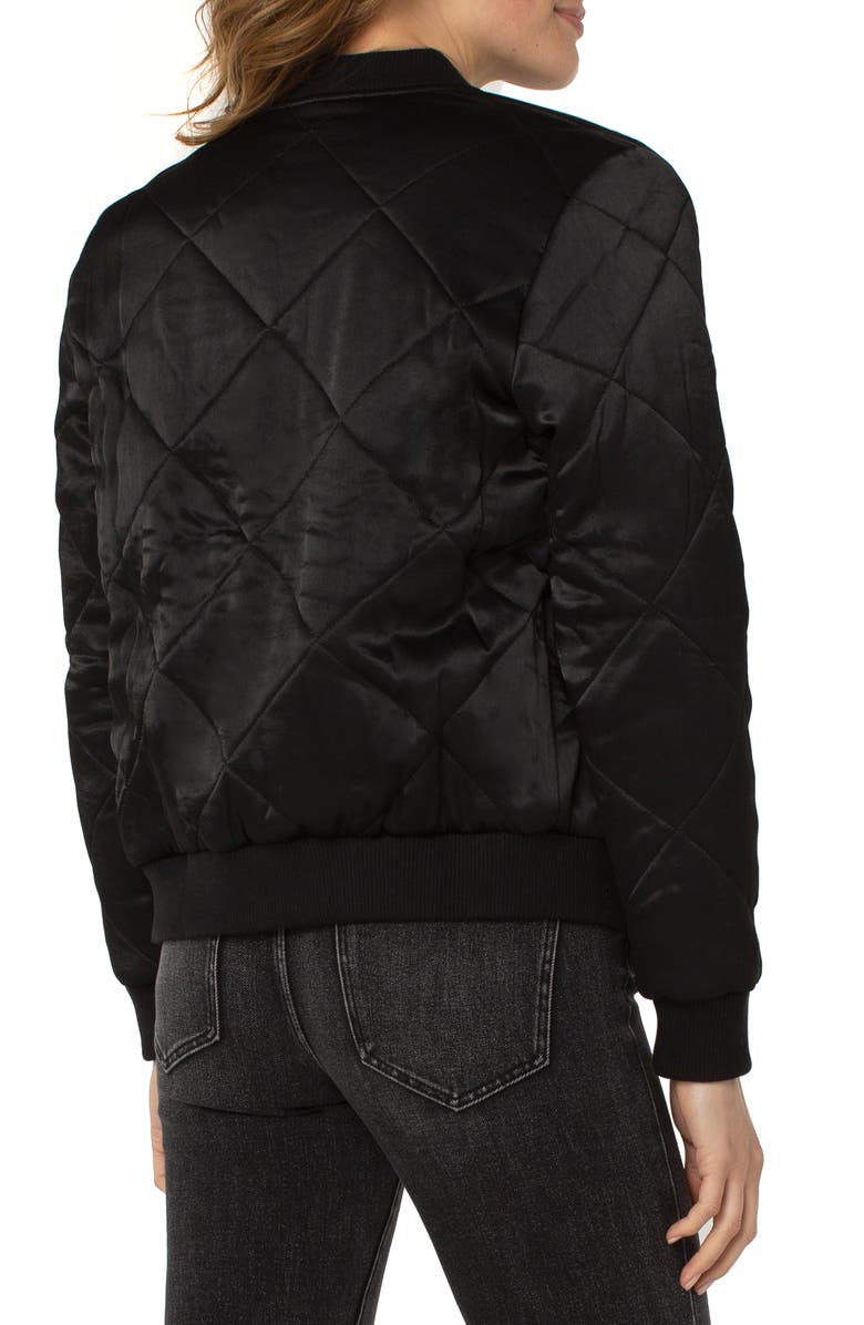 Liverpool Los Angeles x Living in Yellow Quilted Satin Bomber Jacket, Alternate, color,