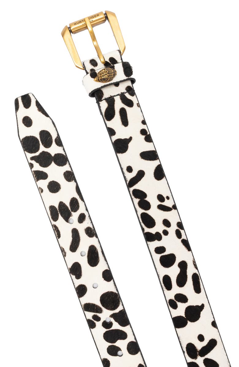 Kurt Geiger London Polka Dot Genuine Calf Hair Belt, Alternate, color, Black/ White