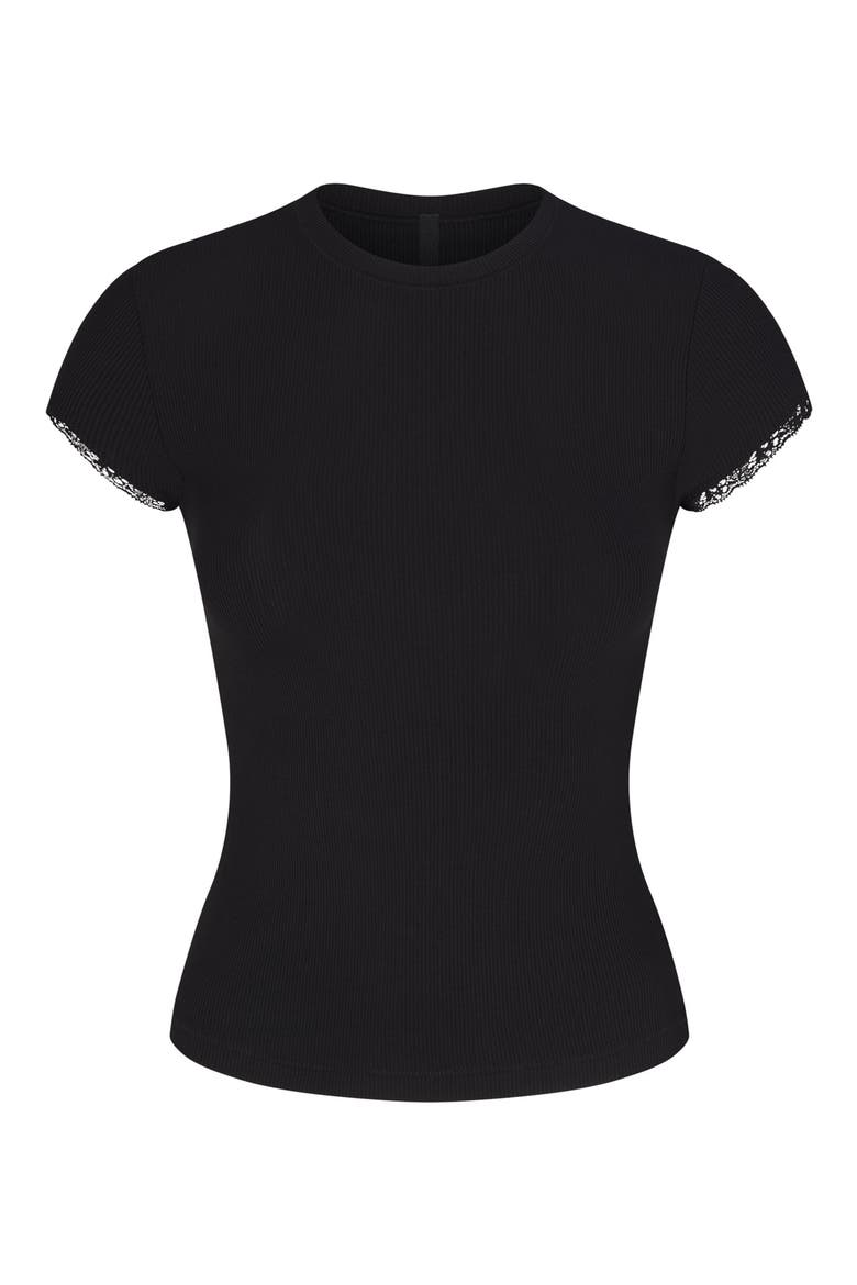 Soft Lounge Lace T-Shirt, Alternate, color, ONYX