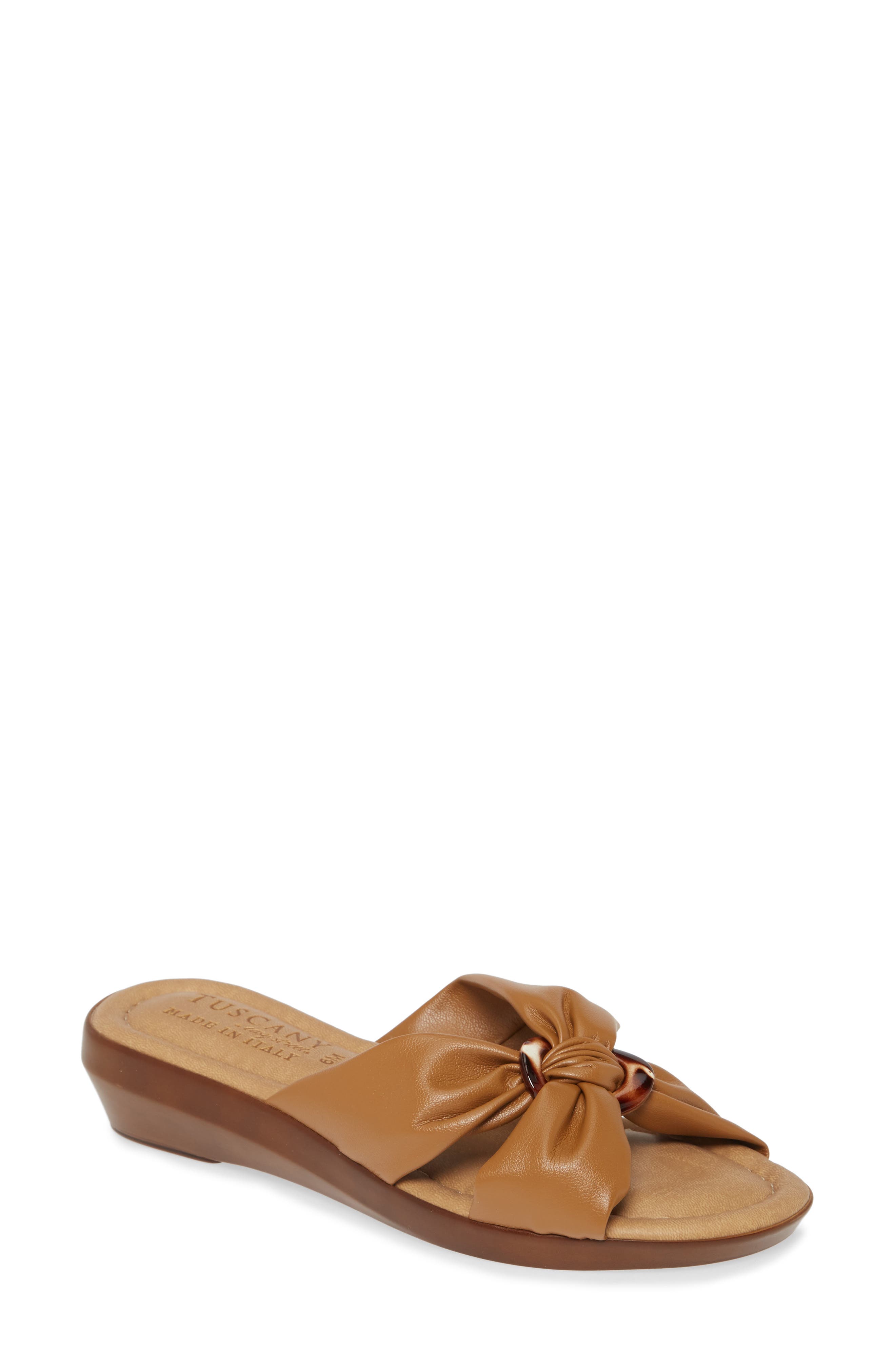 Cella Wedge Slide Sandal, Main, color, TAN FAUX LEATHER