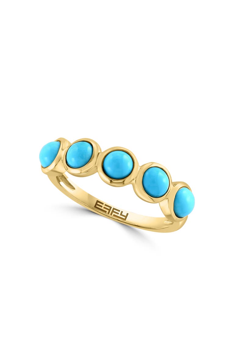 EFFY 14K Yellow Gold Turquoise 5-Stone Ring, Main, color, Blue