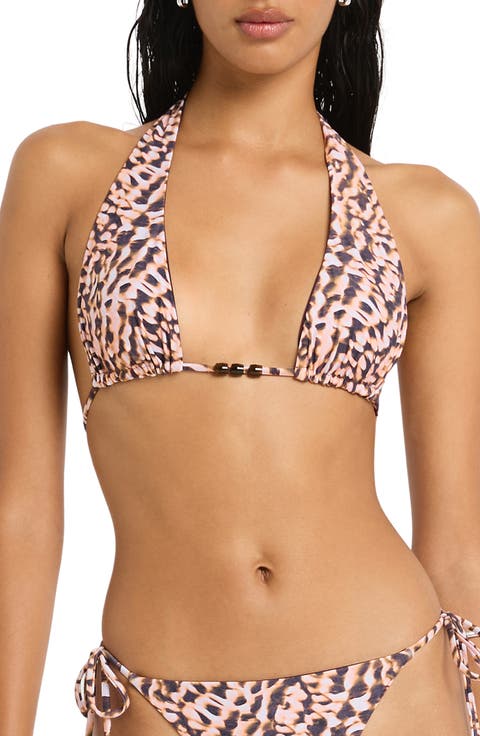 Beaded Cher Triangle Bikini Top