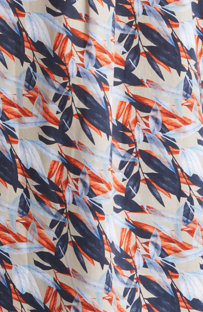 Bugatchi Leaf Print Short Sleeve Stretch Cotton Button-Up Shirt, Alternate, color,