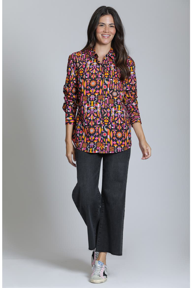 Boyfriend Poplin Button-Up Shirt, Alternate, color, PINK MULTI