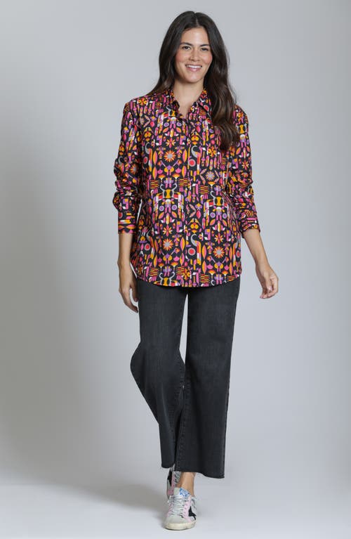 Apny Boyfriend Poplin Button-up Shirt In Multi