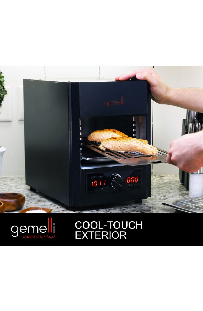 Gemelli Home Gemelli Gourmet Steak Grille, Infrared Superheating Up to 1560 Degrees, Electric Grill, Alternate, color, Black