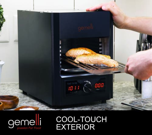 Gemelli Home Gemelli Gourmet Steak Grille, Infrared Superheating Up To 1560 Degrees, Electric Grill In Black