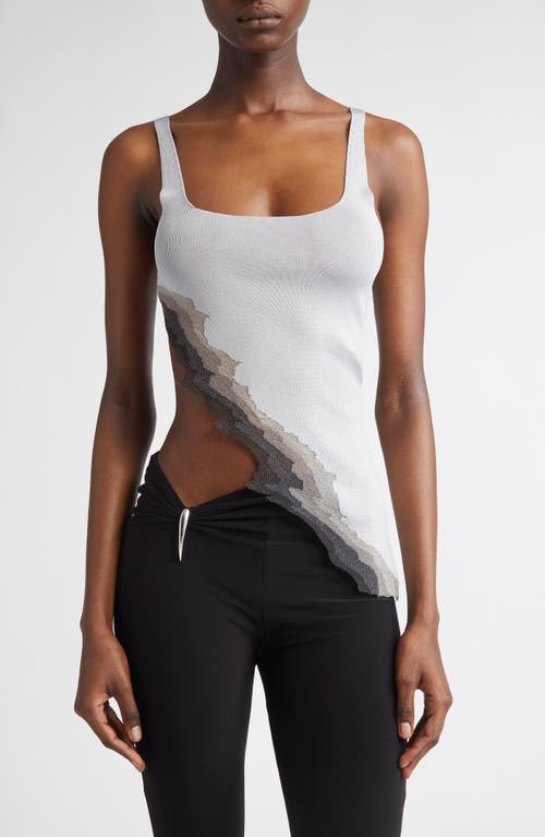 Grace Ling Flame Rib Tank In Ash Grey