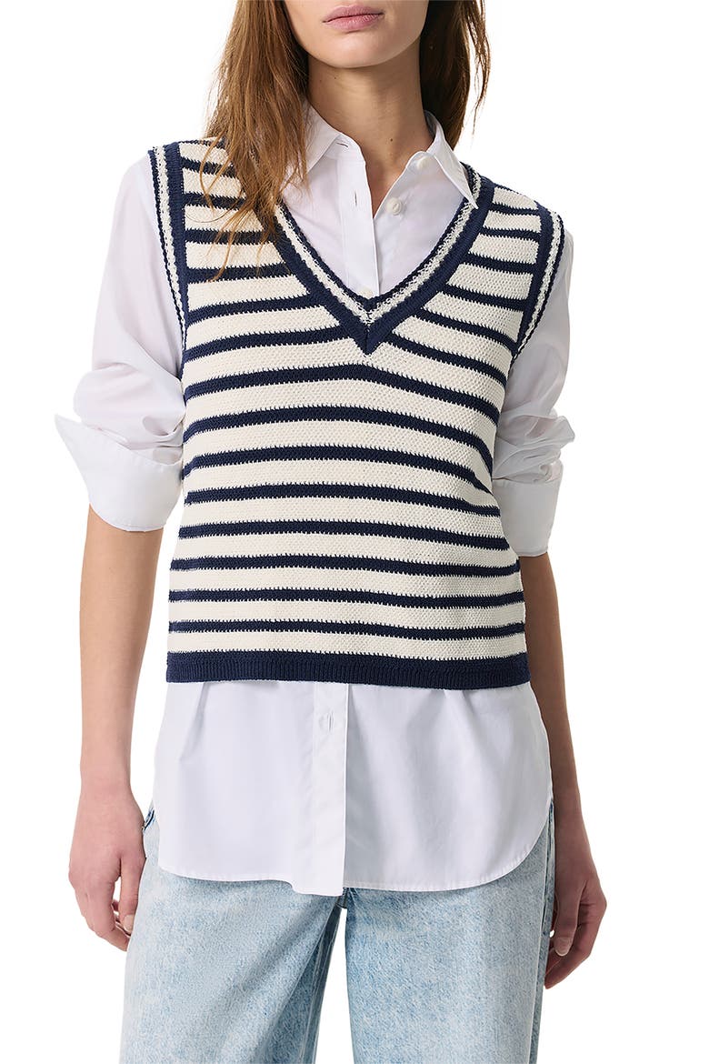 Meghan Stripe Sweater Vest, Main, color, IVORYMULT